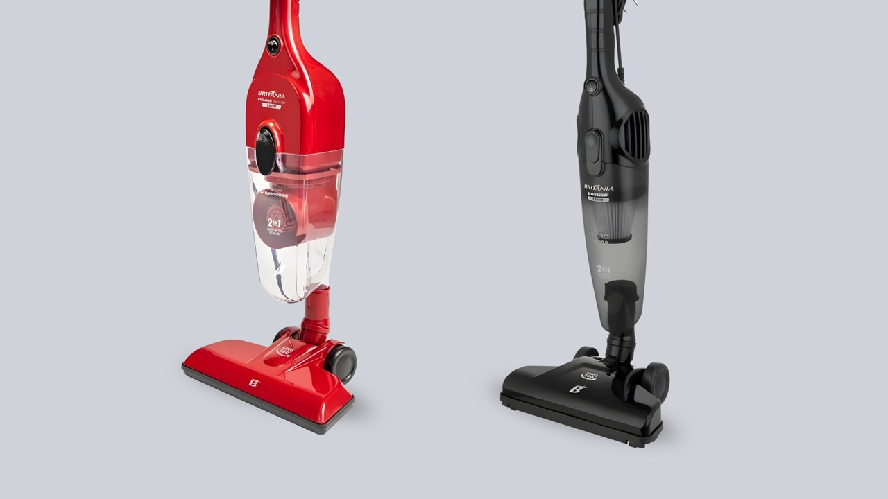 Design prático e sucção eficaz com o melhor aspirador de pó vertical Britânia